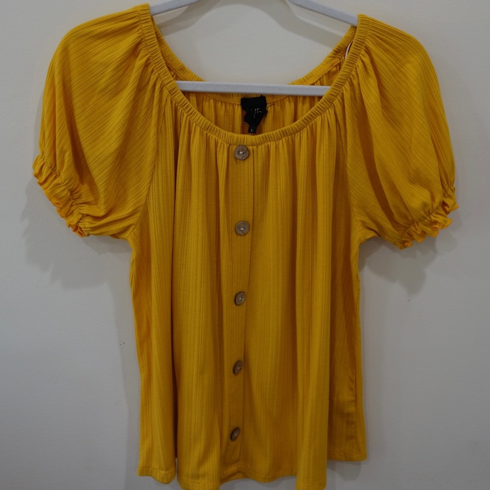 W5 Golden Yellow Short Sleeve Blouse - Large